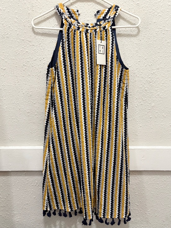 THML Dresses & Skirts - THML Women’s Dress Sydney Chevron Halter Fringe Hem Zigzag Yellow Blue Size XS